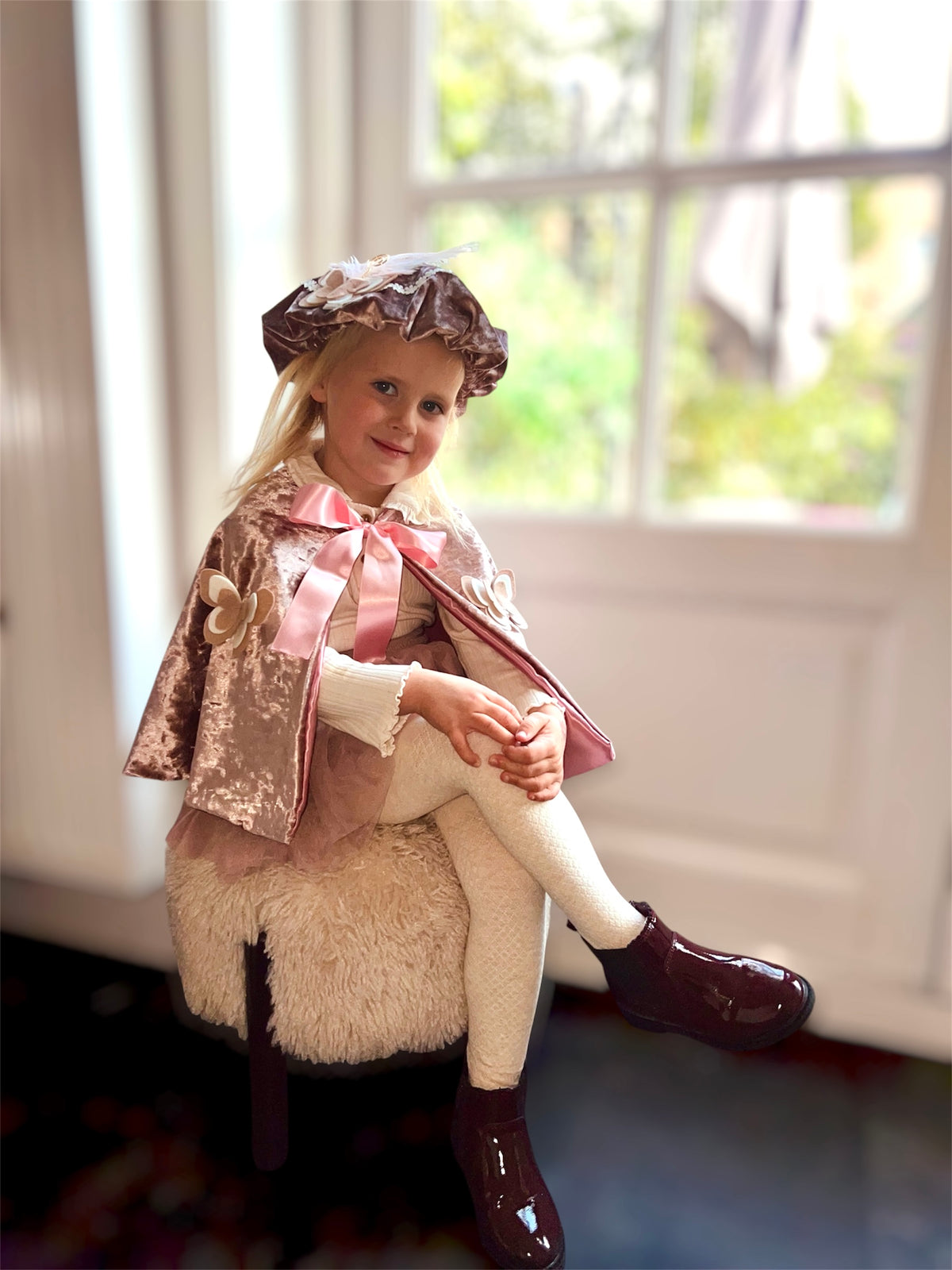 Children's Cape with Butterflies | Old Pink | Little Dfly — 1-4 years