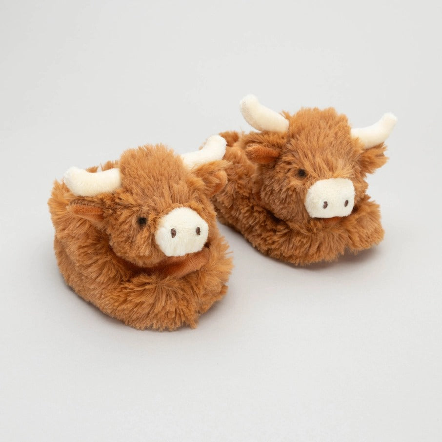 Highland Cow | Plush brown baby booties