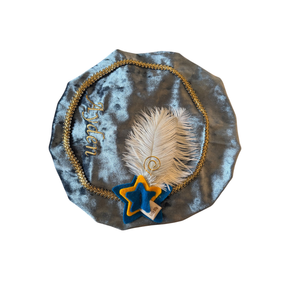 Luxury Santa Hat Blue with Stars | Personalized with name | Little Dfly — 0-1 year