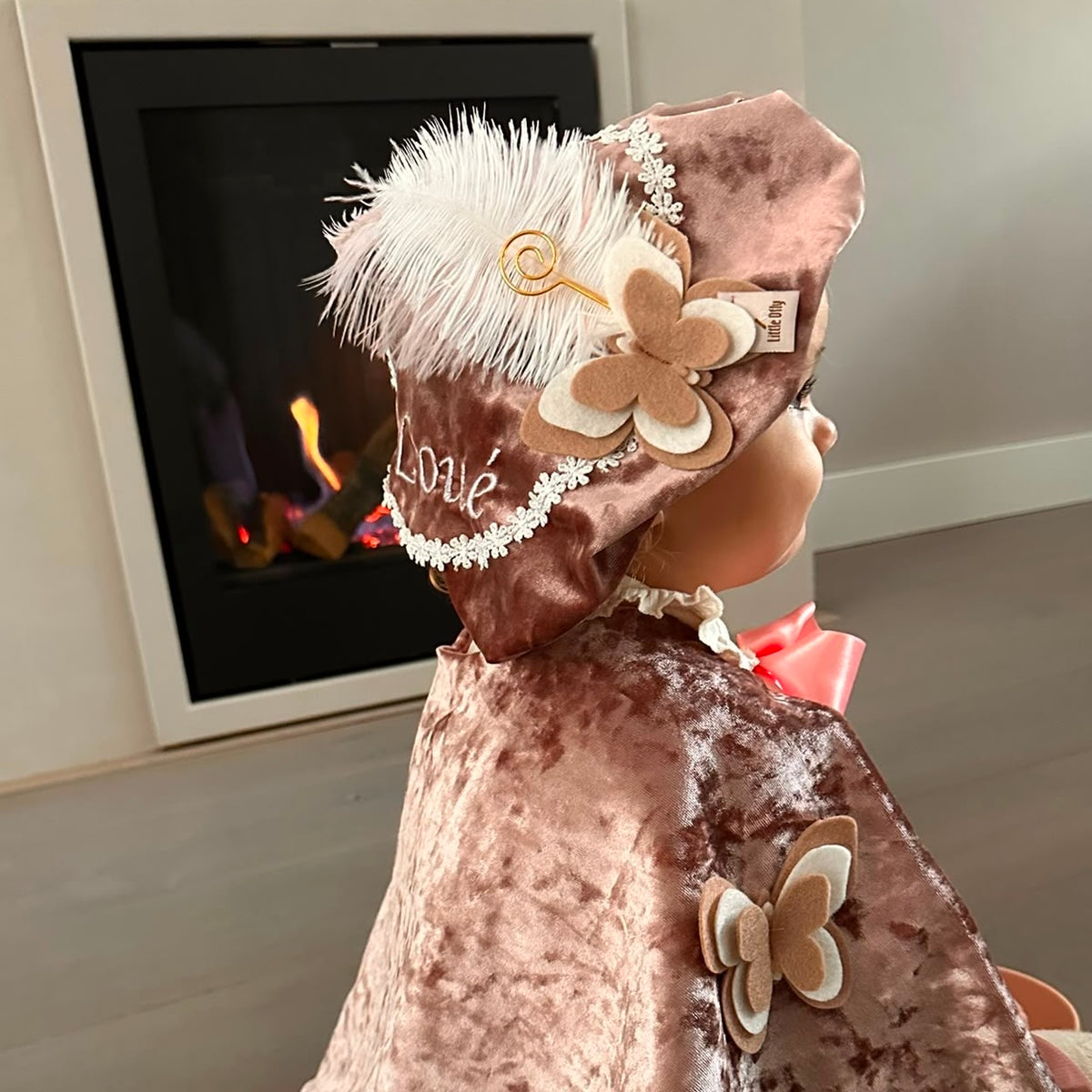 Luxe Pietenmuts vlinders oud roze 