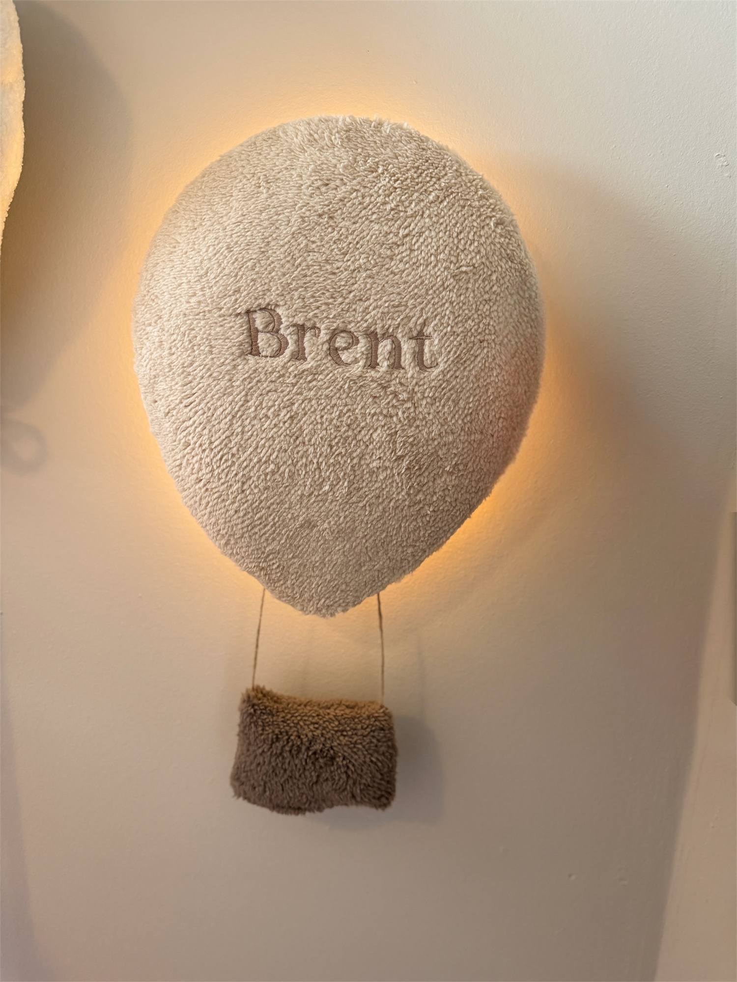 Hot Air Balloon Night Light with Name | Beige and Taupe/Brown