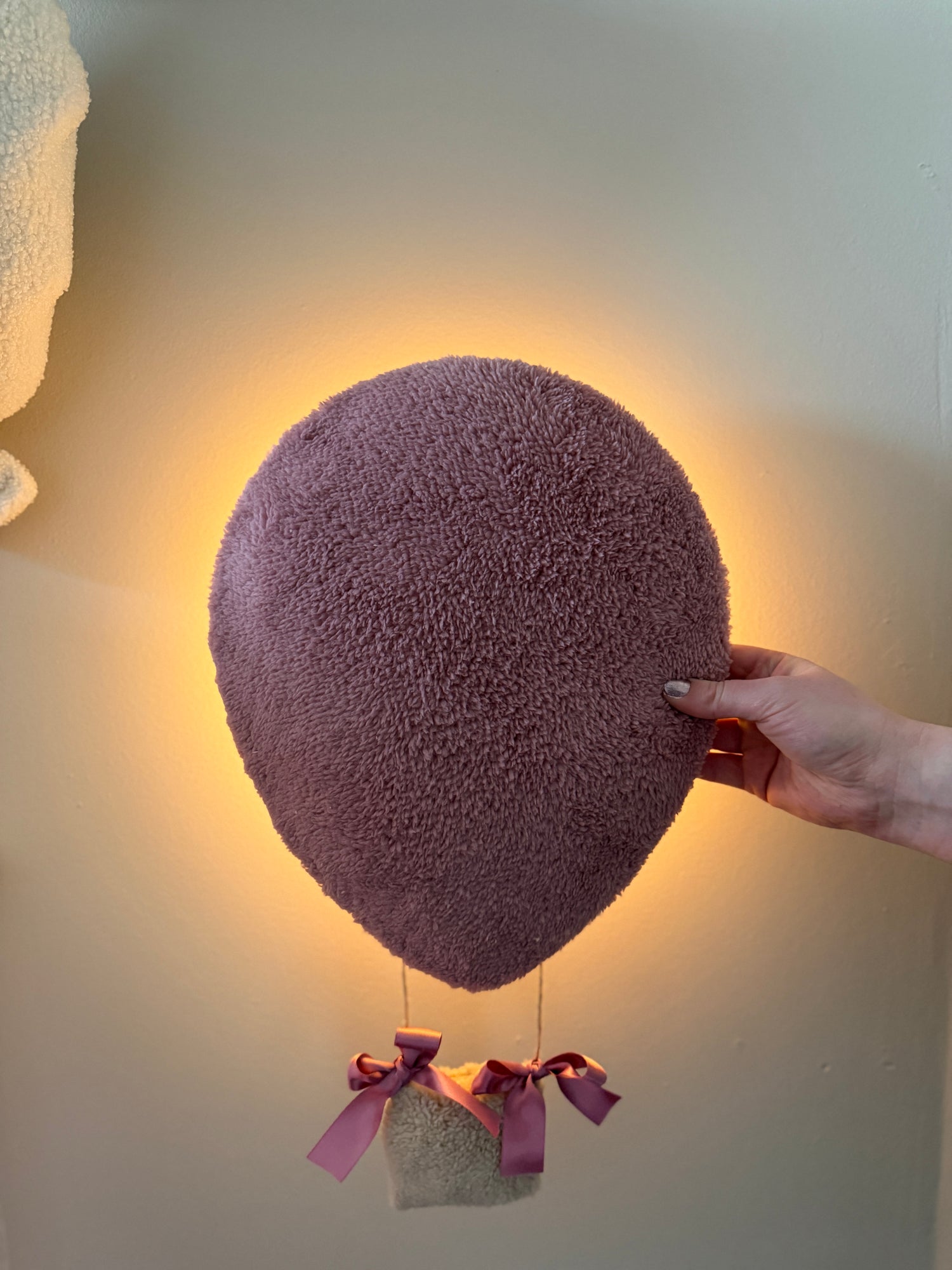 Hot Air Balloon Night Light with name | Light Mauve and Beige