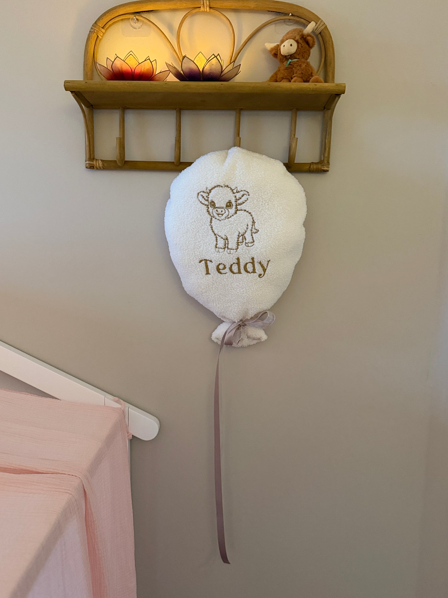 Teddy Balloon | Color White/Ecru | with name/ without name | Scottish Highlander Snout