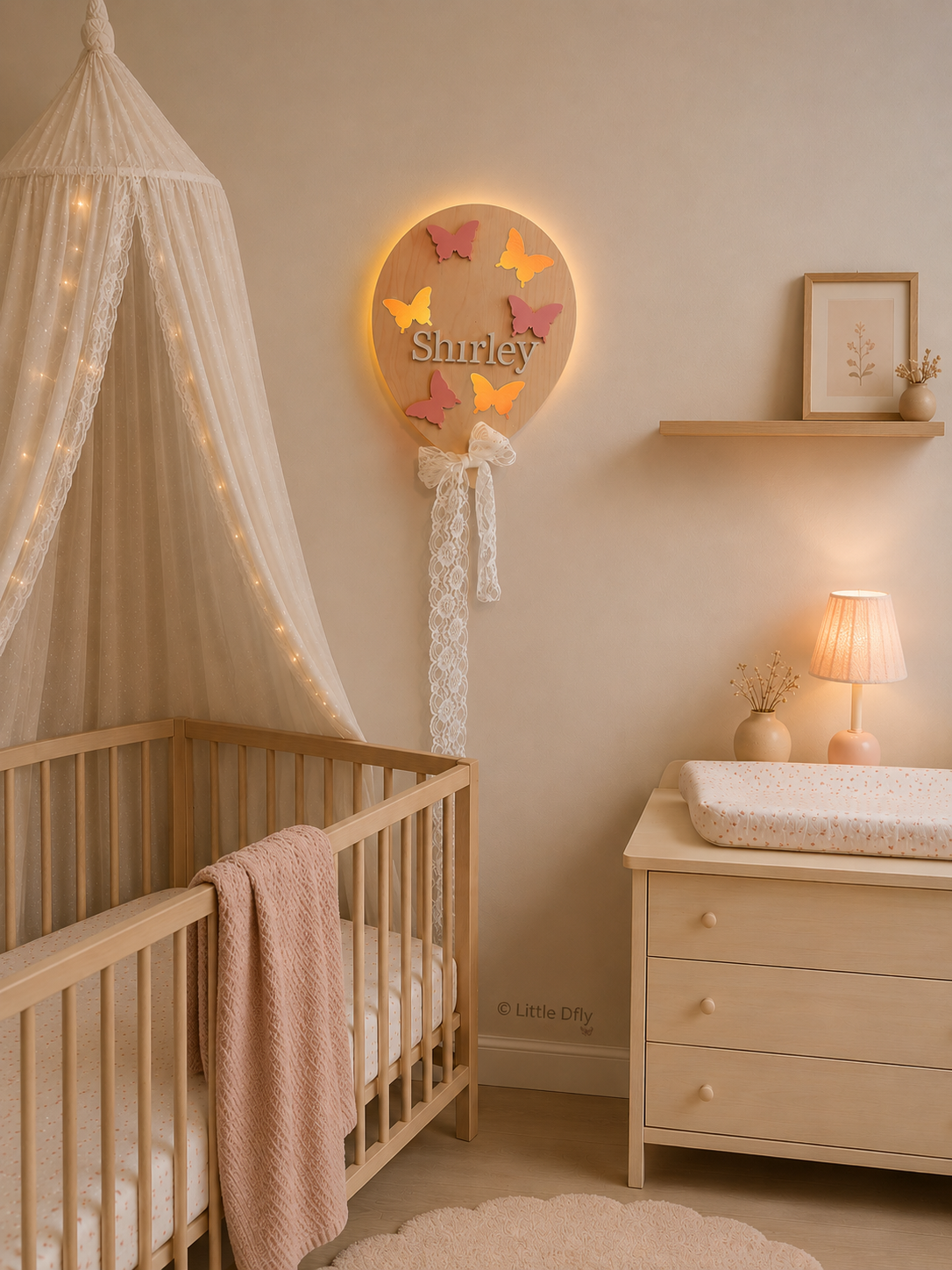 Ballon nachtlamp met vlinders